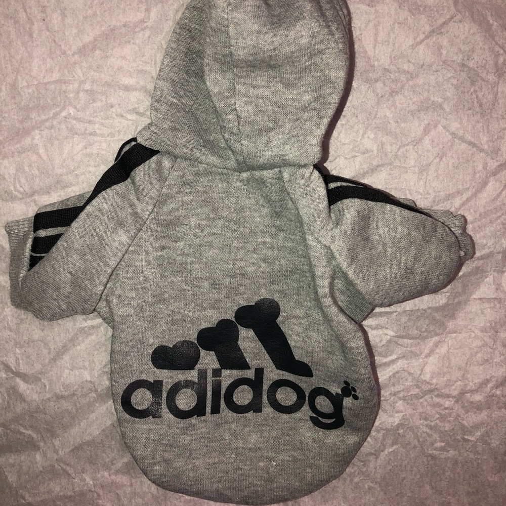 XS Gray Adidas Hooded Sweatshirt for Dogs or Cats